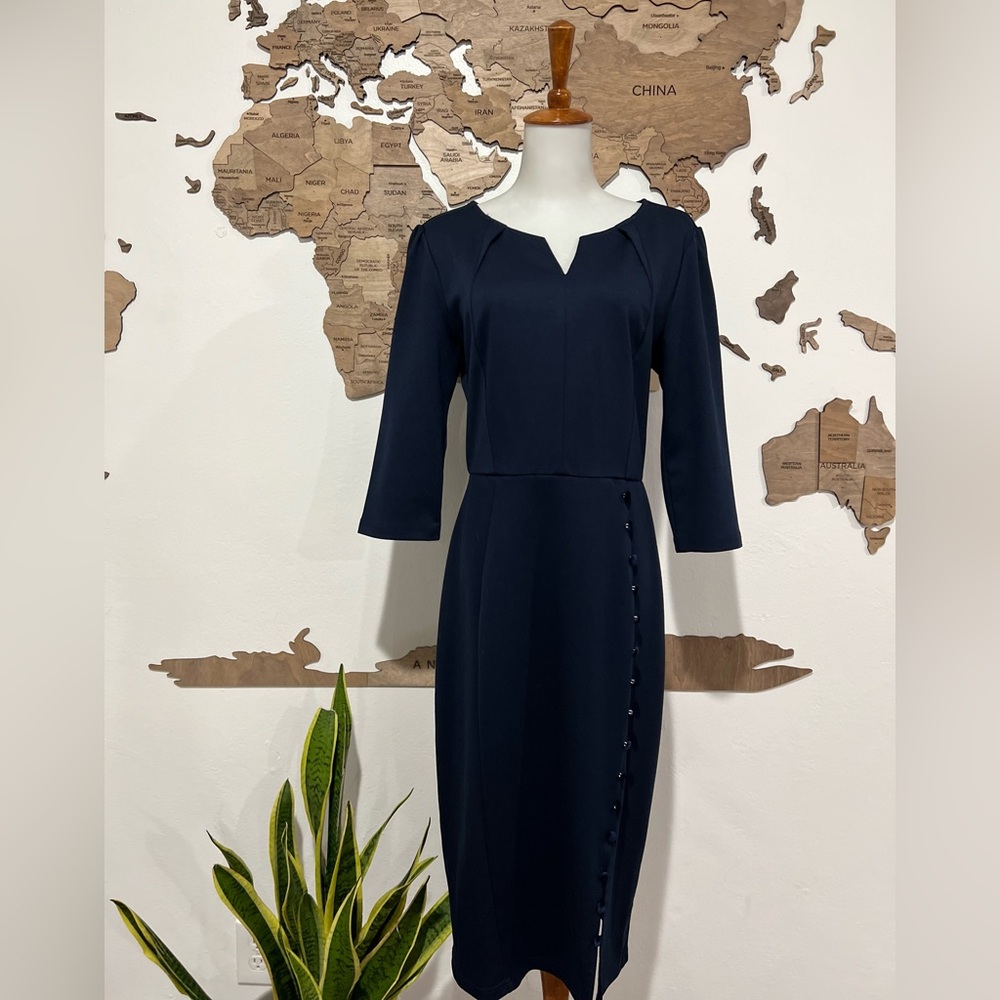Navy Blue 3/4 sleeve dress - VFshow Vfenag- Size Large